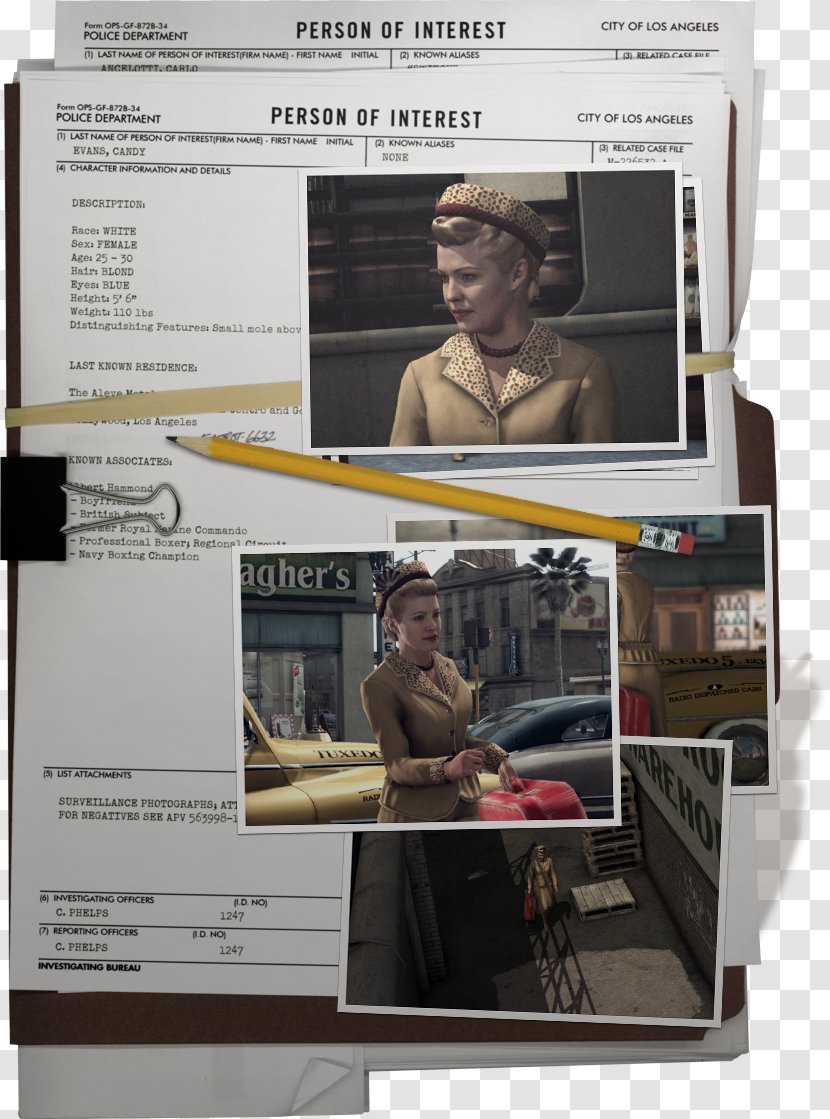L.A. Noire Xbox 360 PlayStation 3 4 Video Game - Los Angeles Police Department - Movie Props Transparent PNG
