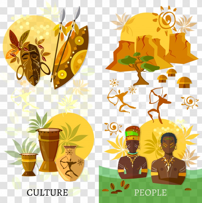 Africa Culture Tradition Illustration - Leaf - Decorative African Cultural Figures Creative Tourism Transparent PNG