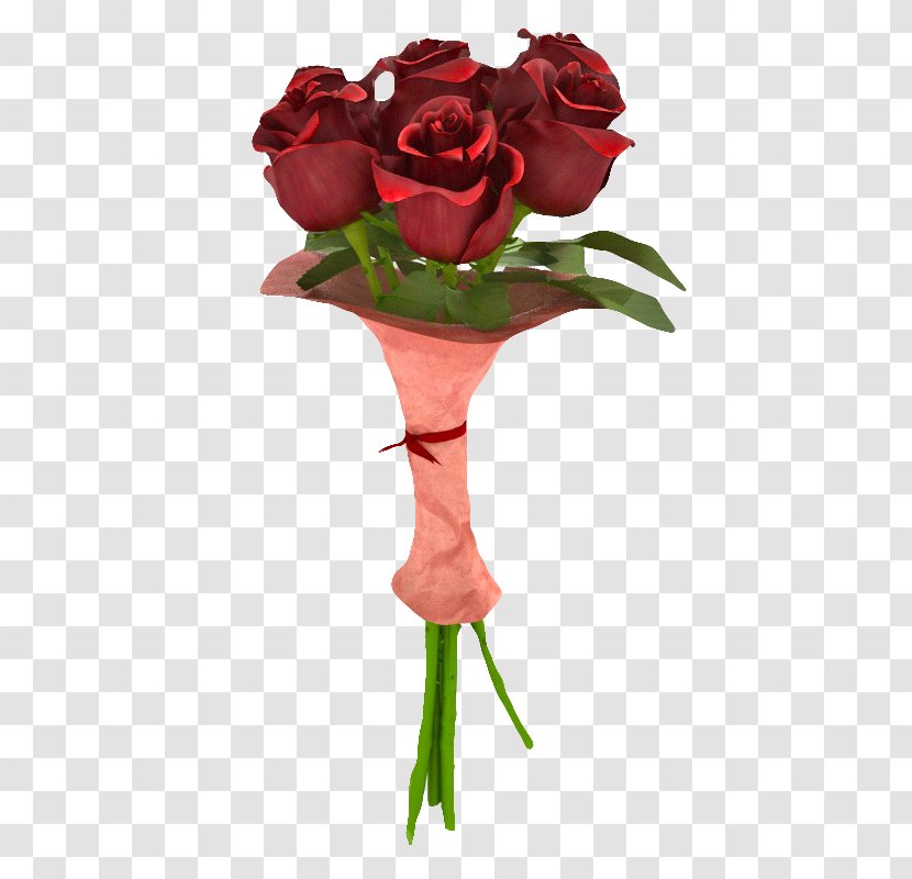 Garden Roses Paper Flower Bouquet Clip Art - Red Transparent PNG