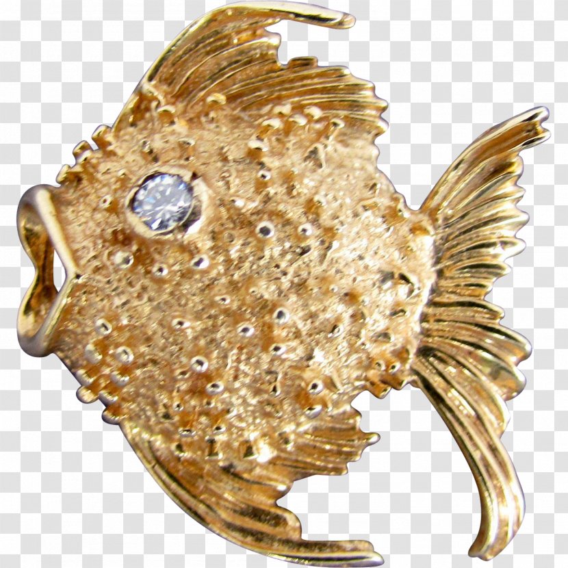 Gold Jewellery Brooch Fish Seafood - Goldfish Transparent PNG