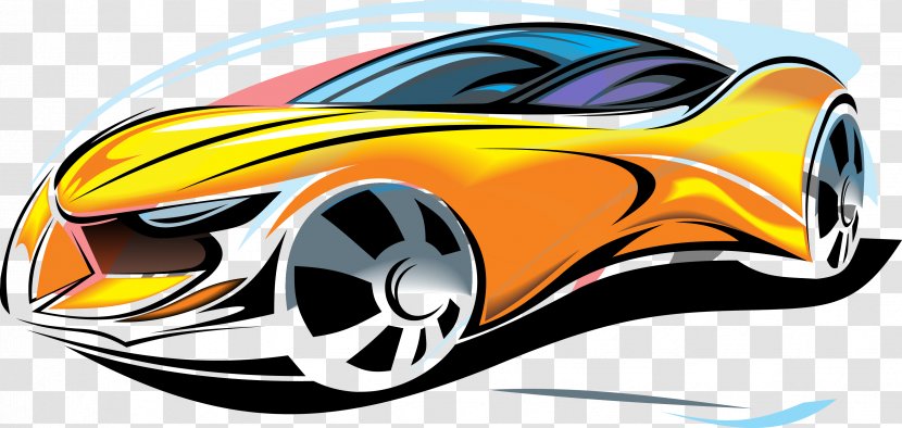 Sports Car Clip Art - Automotive Design - Cartoon Vector Elements Transparent PNG
