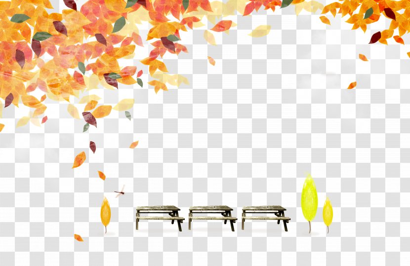 Autumn Leaf Color - Leaves Bench Transparent PNG