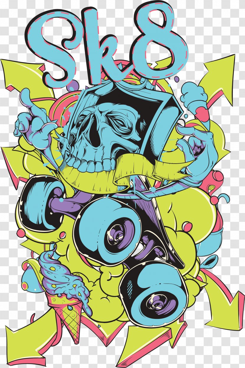 Illustration - Stock Photography - Skateboard Skull Print Transparent PNG