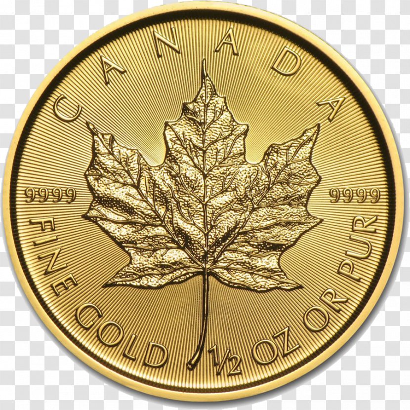 Canadian Gold Maple Leaf Bullion Coin - Silver - Coins Transparent PNG