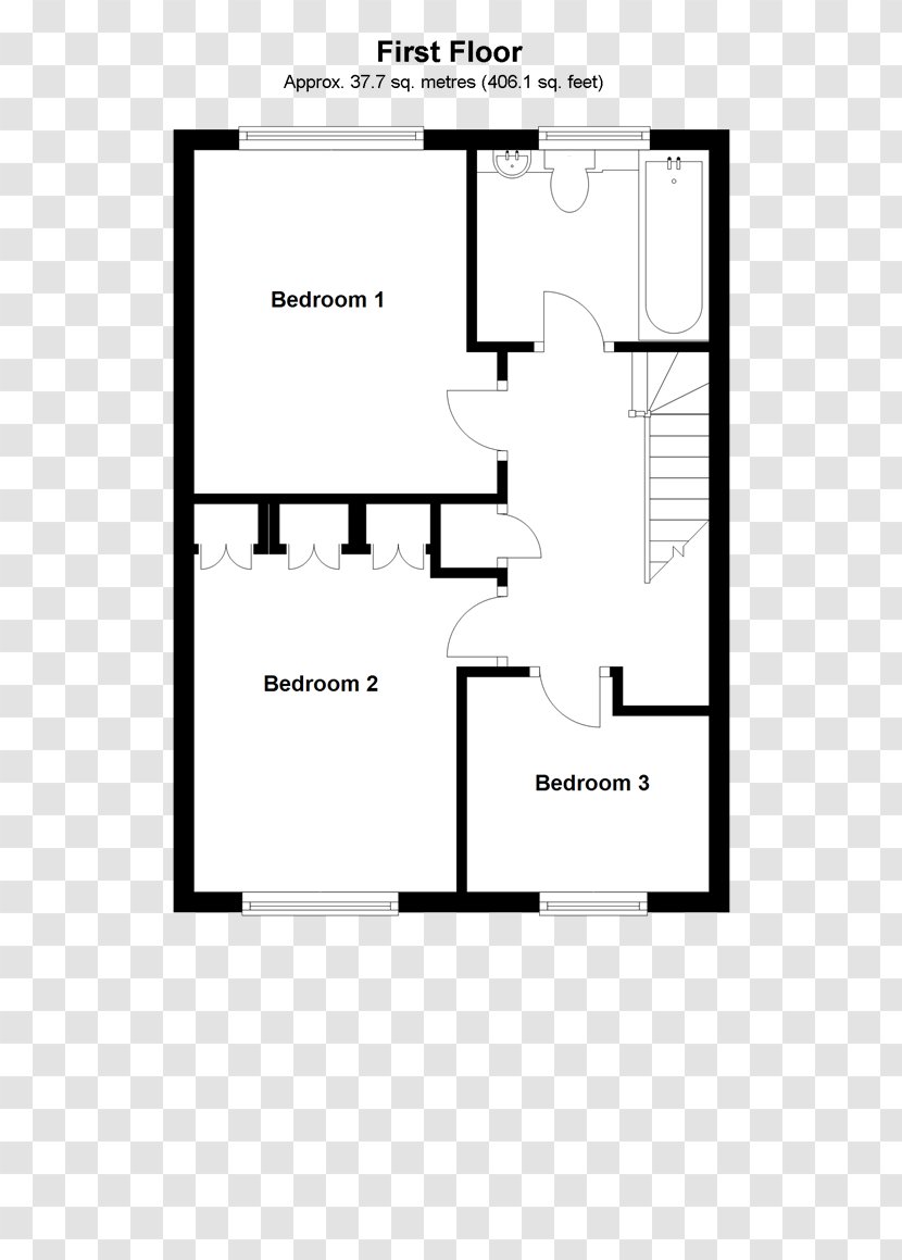 Floor Plan Open House Bedroom - Black And White Transparent PNG