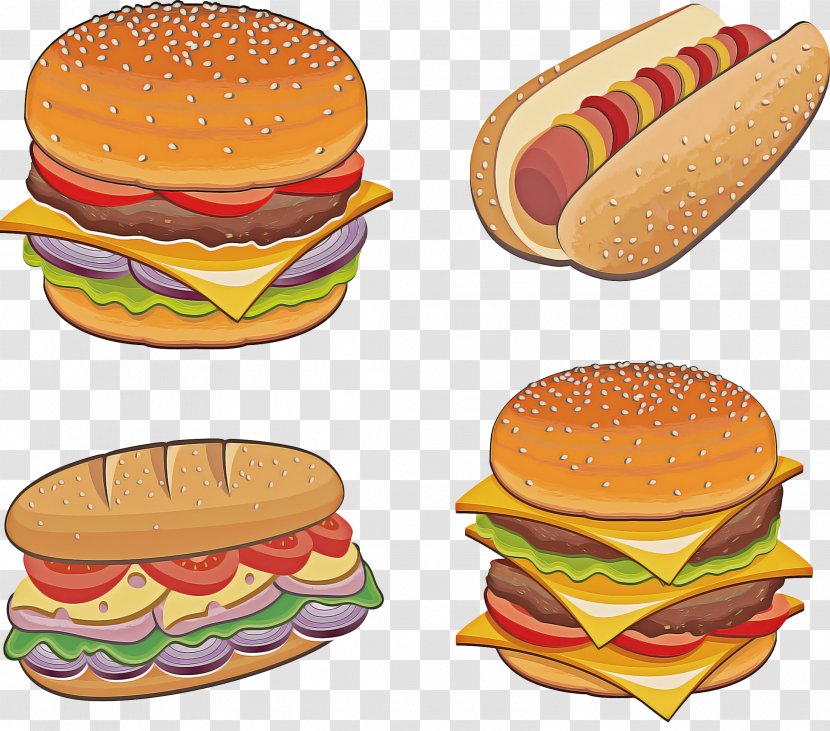 Junk Food Cartoon - American - Breakfast Sandwich Cuisine Transparent PNG