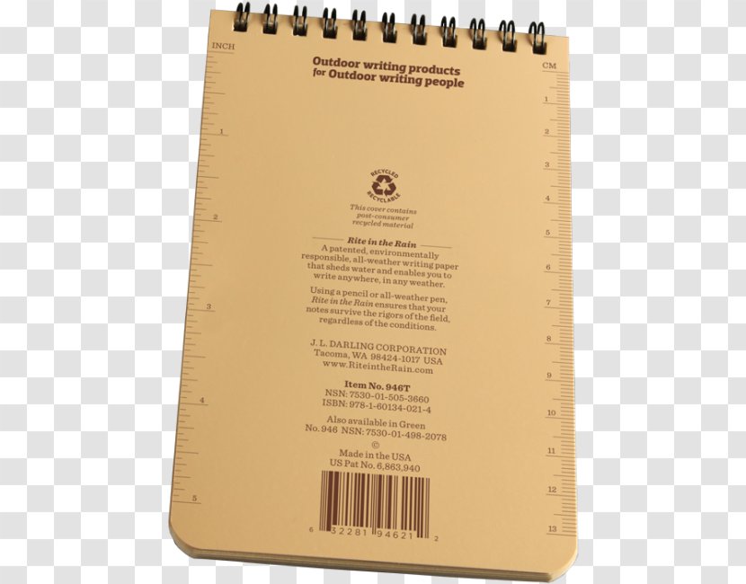 Waterproof Paper Notebook Rite In The Rain Weatherproof Tactical Clicker Pen Loose Leaf - Book - Spiral Wire Transparent PNG