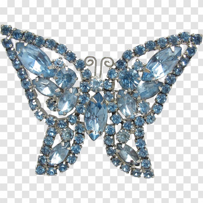 Brooch Sapphire Body Jewellery Crystal - Moths And Butterflies Transparent PNG