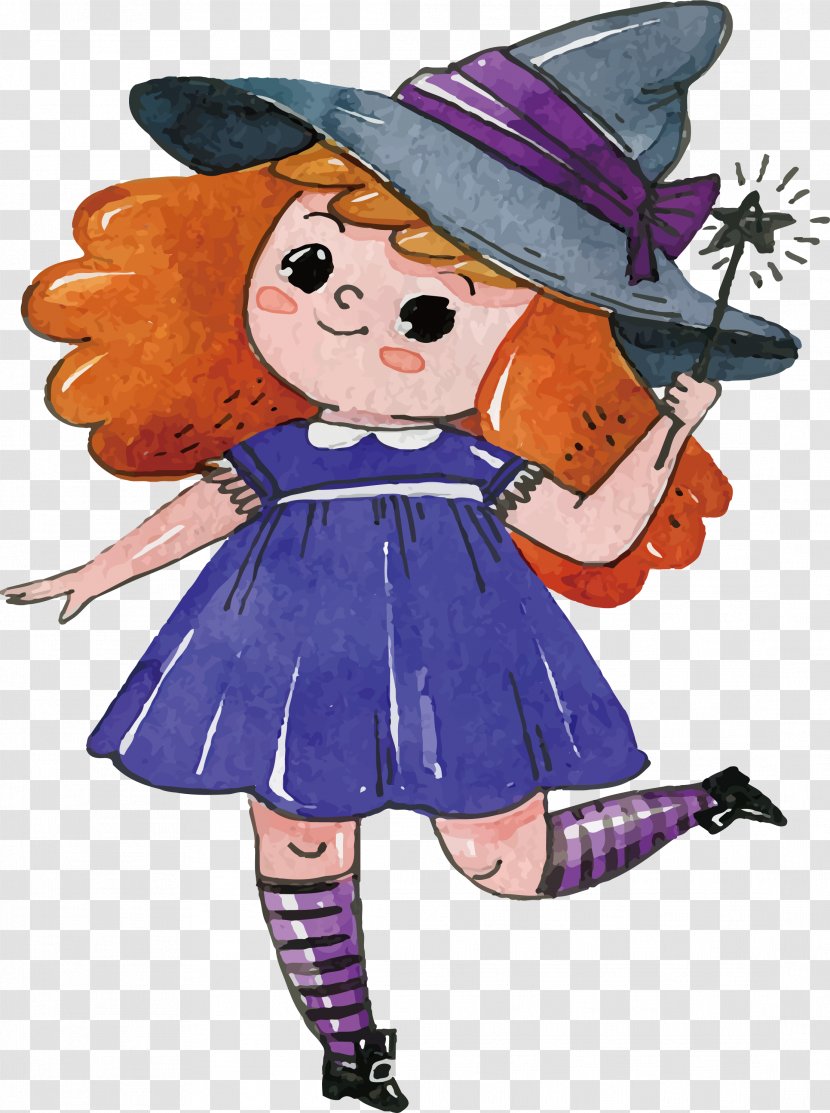 Watercolor Painting Illustration - Artworks - Lovely Witch Transparent PNG