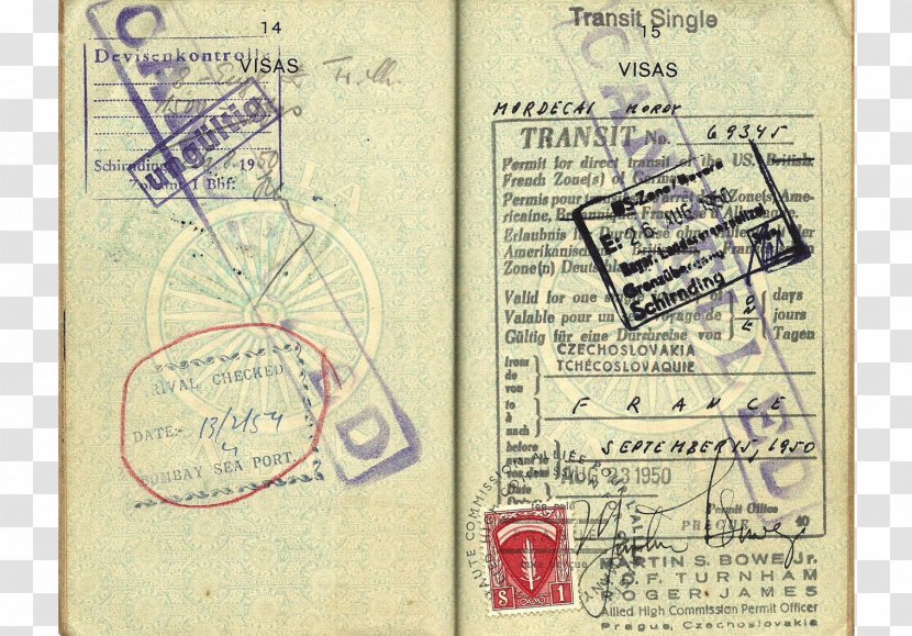 Indian Passport Travel Document Visa - Czechoslovak Transparent PNG