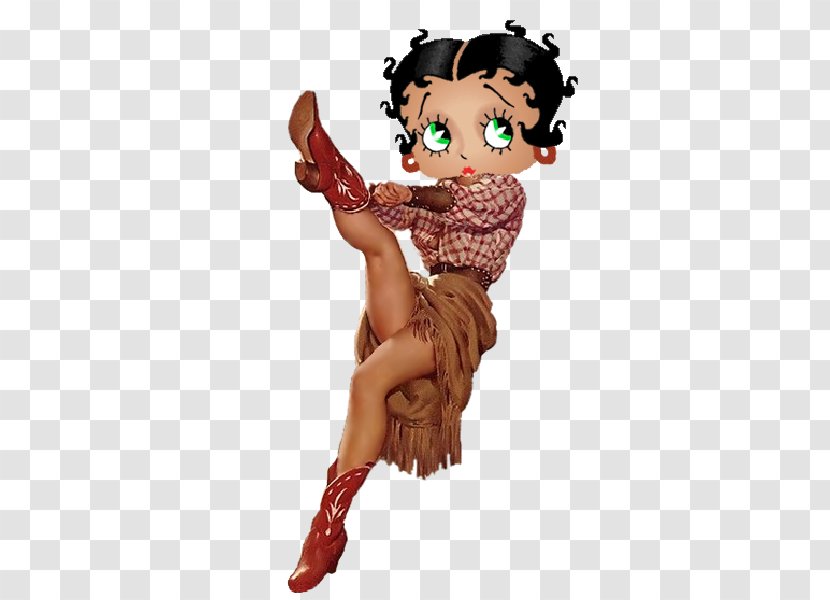 Betty Boop Cartoon Cowboy Character - Watercolor Transparent PNG