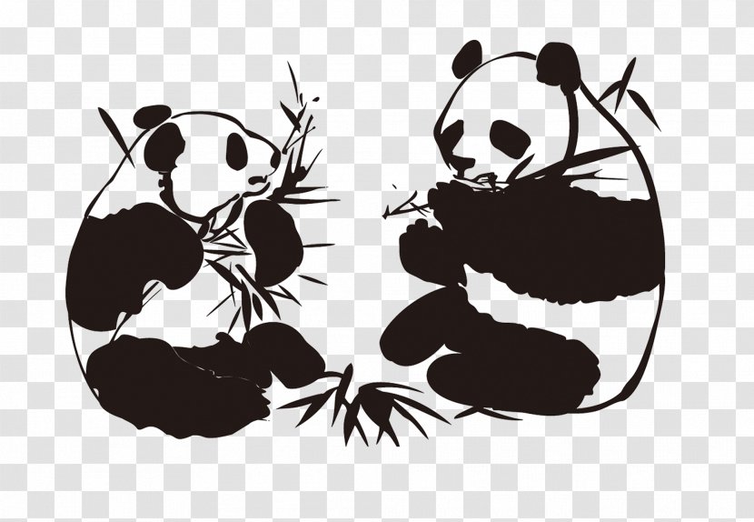 China Paper Lancaster Decal Restaurant - Monochrome - Panda Eating Bamboo Transparent PNG