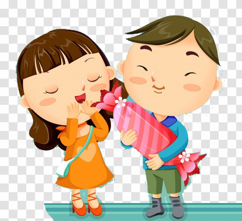 Cartoon Love High-definition Television Wallpaper - Frame - Little Couples Send Sugar Transparent PNG