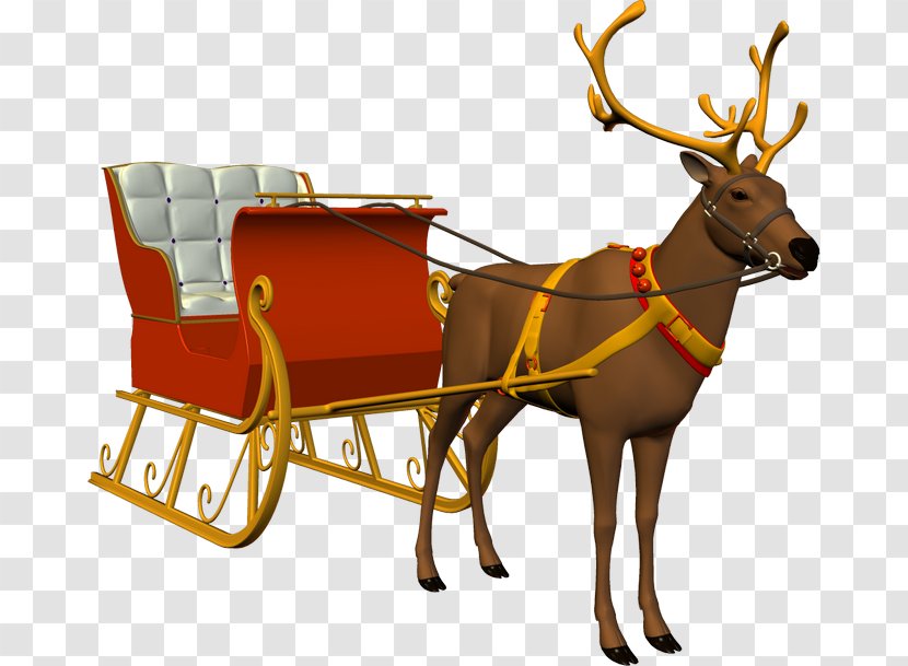 Reindeer Santa Claus Sled Christmas Ornament Transparent PNG