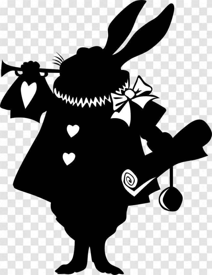 White Rabbit Alice's Adventures In Wonderland March Hare - Monochrome Photography - Silhouette Transparent PNG