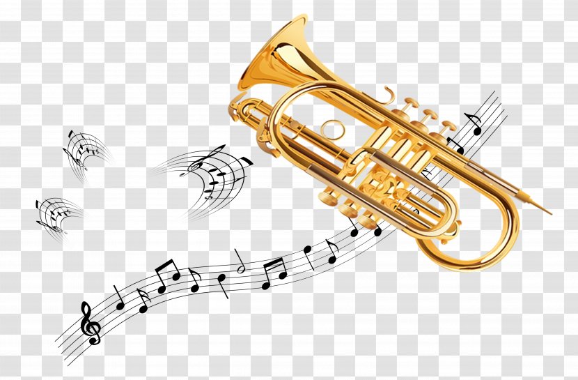 Trumpet Saxophone Euphonium Musical Instrument Wind - Watercolor - Teaching Transparent PNG