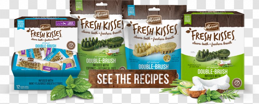 Merrick Grain-Free Fresh Kisses Double-Brush Dental Dog Treats Coconut Oil & Botanicals Food Pet - Breath Hero Transparent PNG