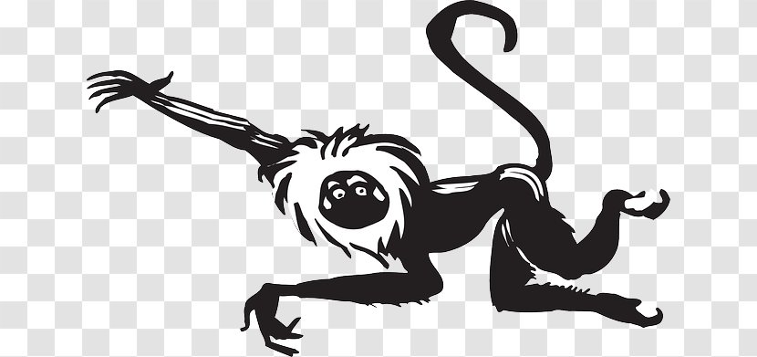 Monkey Black And White Clip Art - Tail Transparent PNG