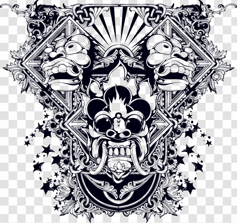 T-shirt Tattoo Demon - Art - Black Monster Pattern Transparent PNG