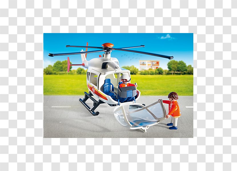 Playmobil 9078 Shopping Plaza Emergency Medical Helicopter Toy - Aircraft Transparent PNG
