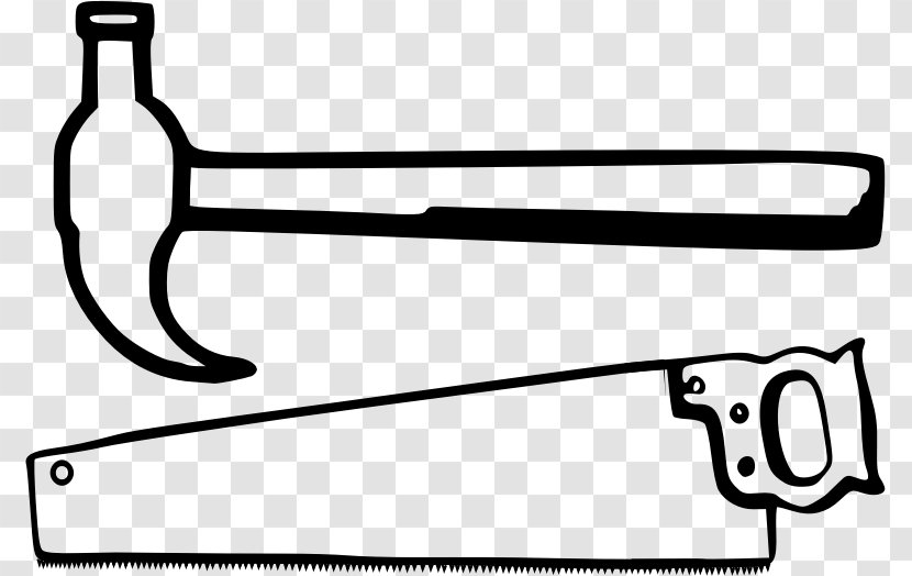 Hammer Black And White Clip Art - Auto Part - Hand Saw Transparent PNG