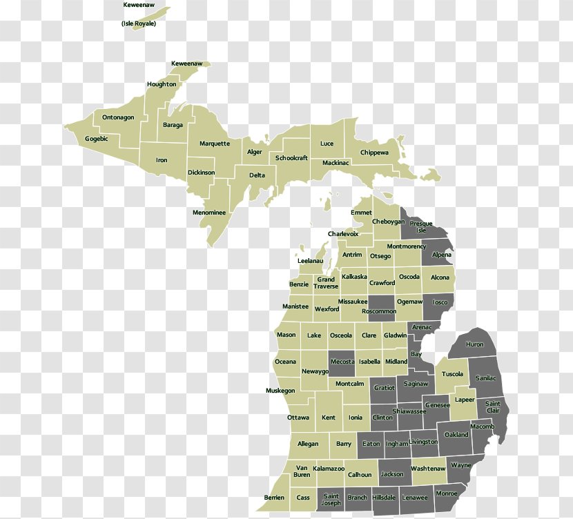 Map Upper Peninsula Of Michigan Lower City Plat - Tourism Transparent PNG