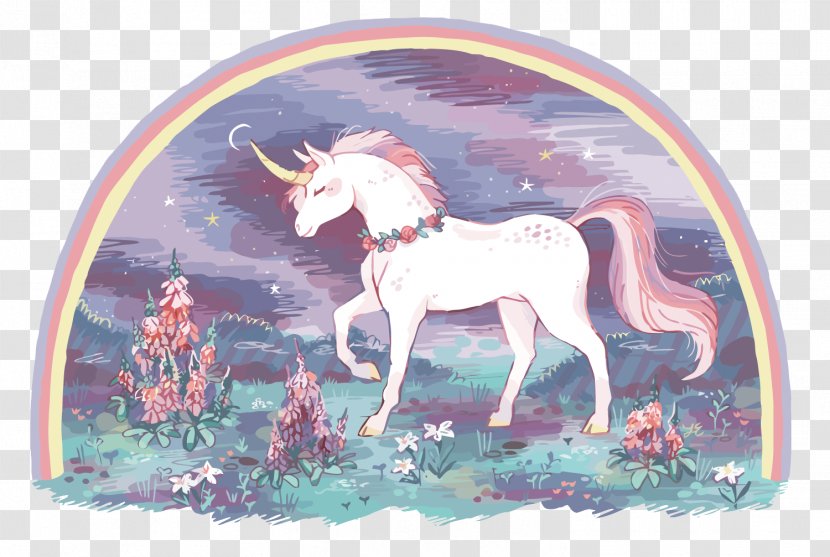 Unicorn Fairy Tale Drawing Illustration - Vector Night Transparent PNG