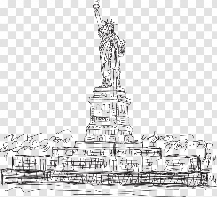 Statue Of Liberty Drawing Stock Illustration Clip Art - Vector Artwork Transparent PNG