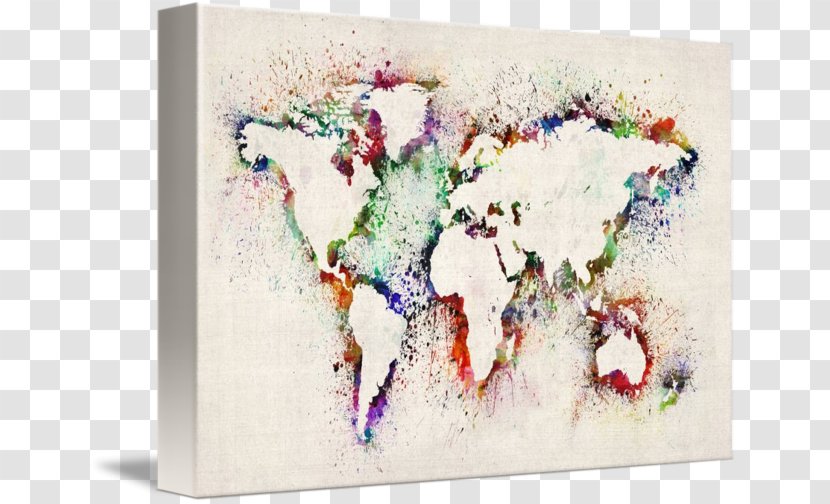 World Map Painting Canvas Art - Artcom Transparent PNG