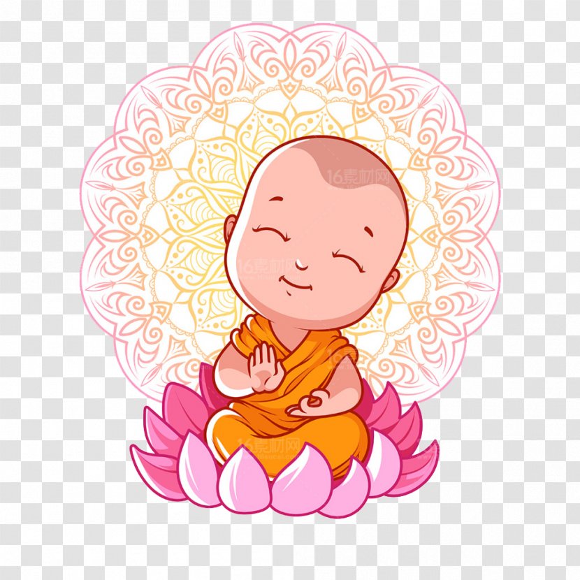 Buddhism Cartoon Bhikkhu Buddhas Birthday - Buddhist Meditation - Children's Characters Vector Material Transparent PNG