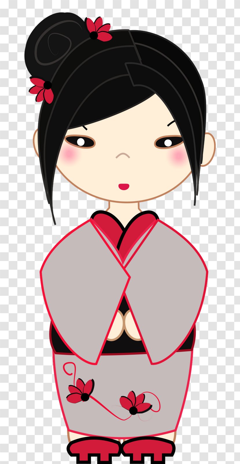 Cheek Ear Forehead Black Hair - Watercolor - Kokeshi Transparent PNG