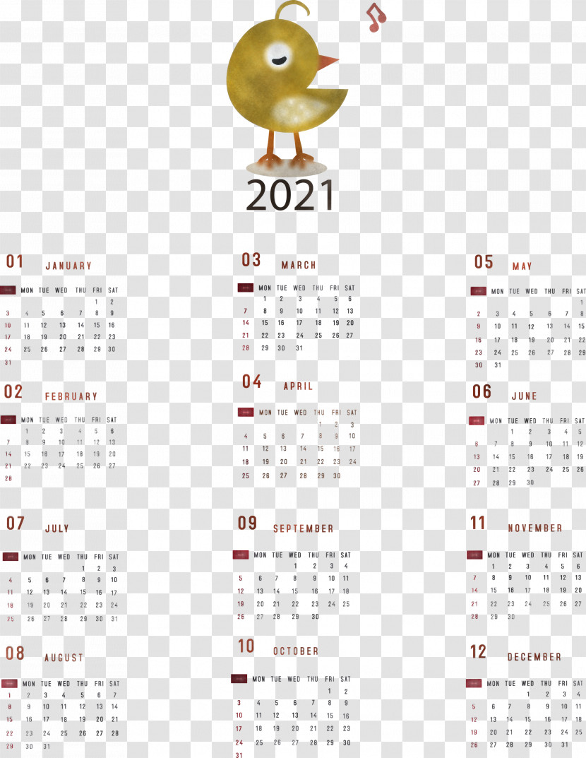 Printable 2021 Yearly Calendar 2021 Yearly Calendar Transparent PNG