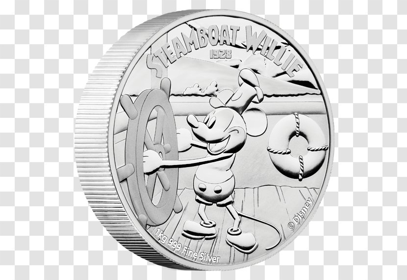 Mickey Mouse Minnie Daisy Duck Silver Coin - Steamboat Willie Transparent PNG