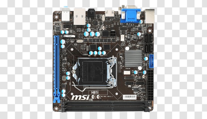 Mini-ITX LGA 1150 MSI H81I Motherboard MicroATX - Io Card Transparent PNG