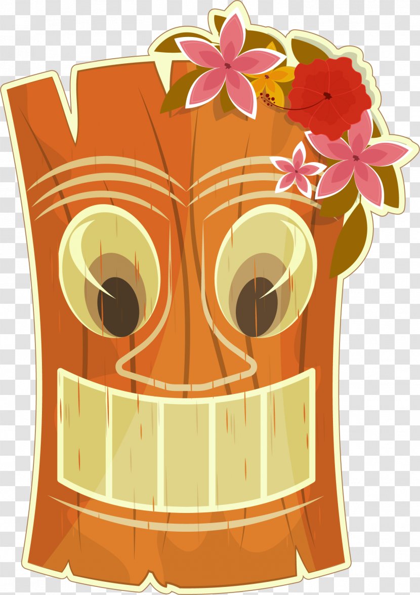 Hawaii Tiki Bar Clip Art - Hand Painted Brown Mask Transparent PNG