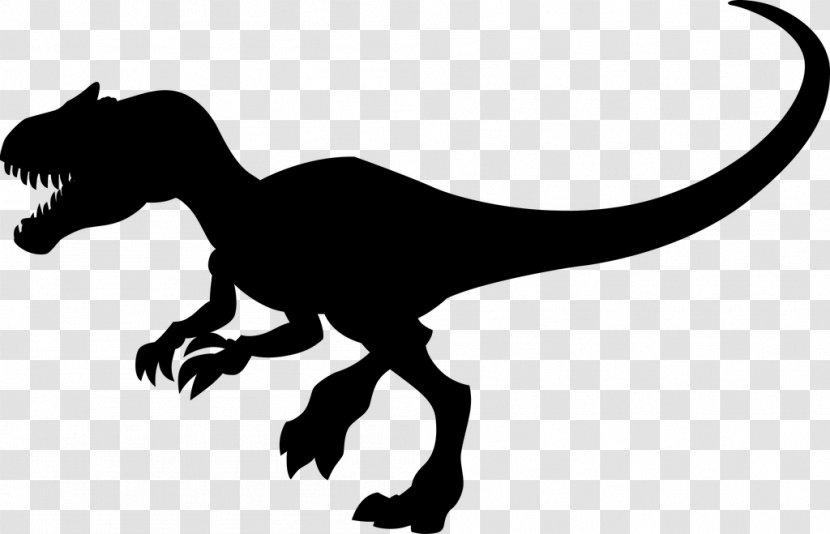 Velociraptor Clip Art Tyrannosaurus Silhouette Character - Tail - Stencil Transparent PNG