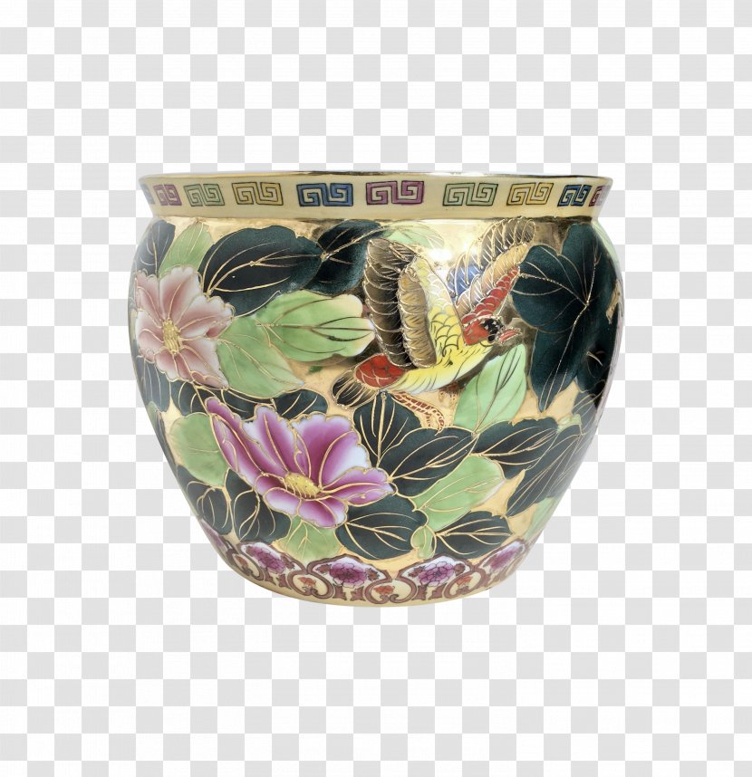 Vase Ceramic Chinoiserie Malabar Matthi Curry Koi - Bowl - Blue And White Porcelain Transparent PNG