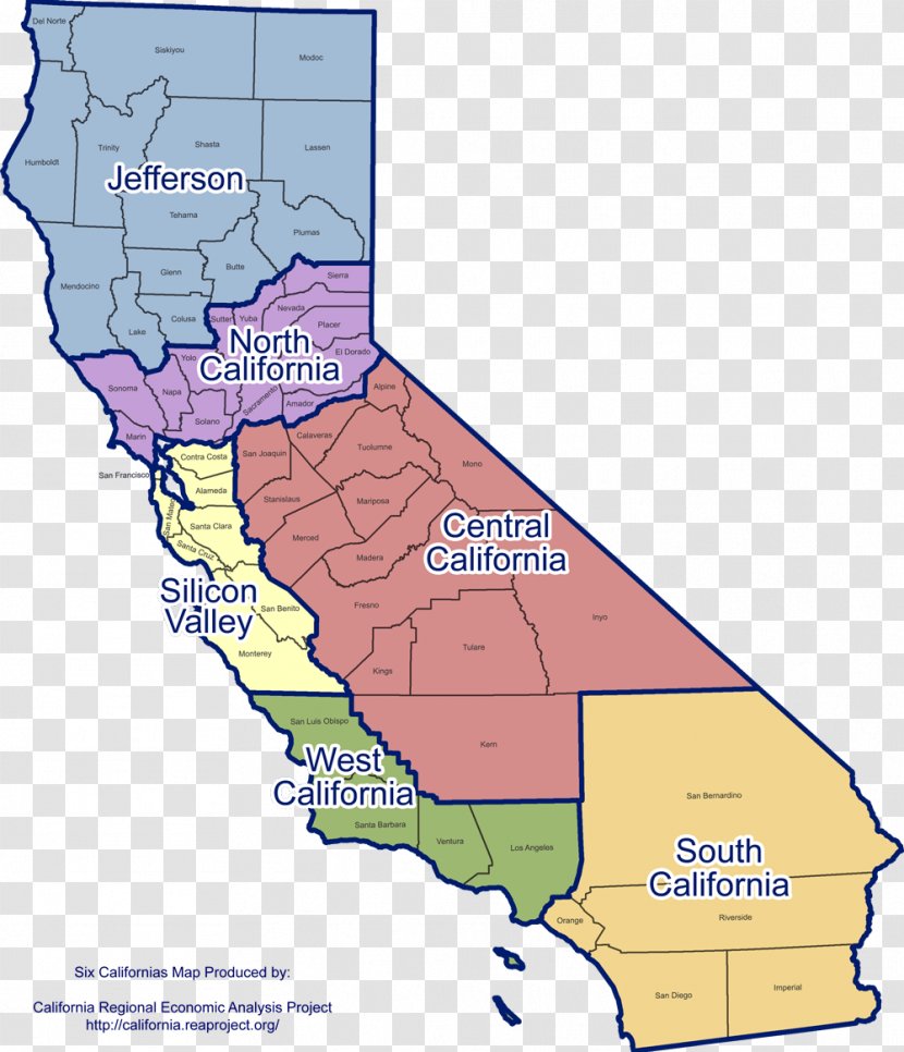 Central California Six Californias Silicon Valley Map Transparent PNG