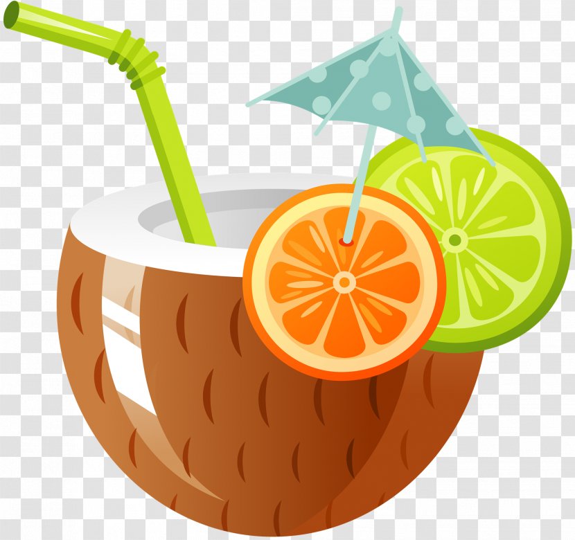 Cocktail Coconut Water Drink Clip Art - Glass - Coconuts Clipart Transparent PNG