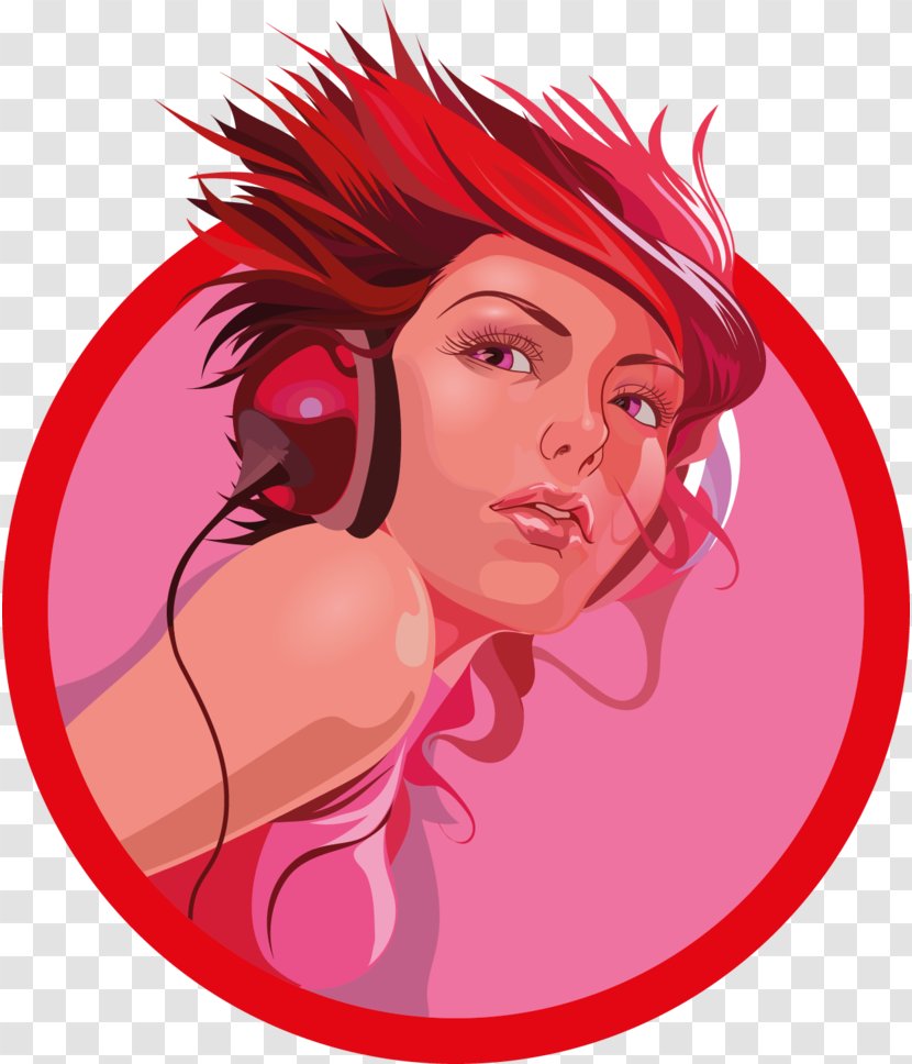 Hair Coloring Lip Black Red Brown - Cartoon - DJ WOMAN Transparent PNG