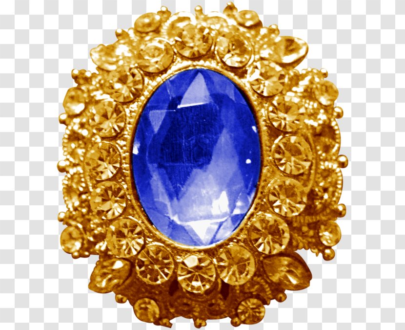Charms & Pendants Gold Brooch - Sapphire Transparent PNG