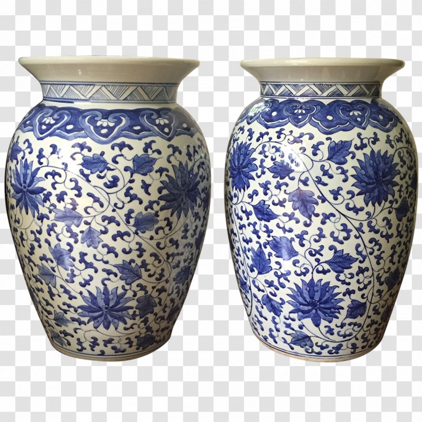 Vase Ceramic Blue And White Pottery Cobalt - Porcelain Transparent PNG