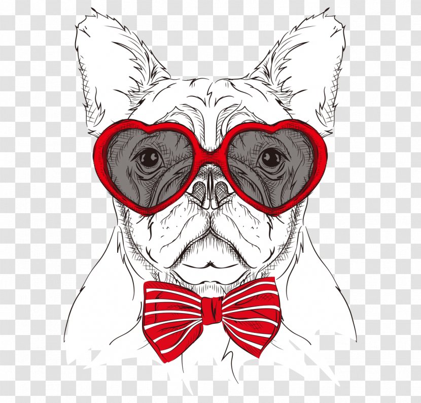 Cartoon Dog's Head Painted Glasses Bow Tie - Frame Transparent PNG