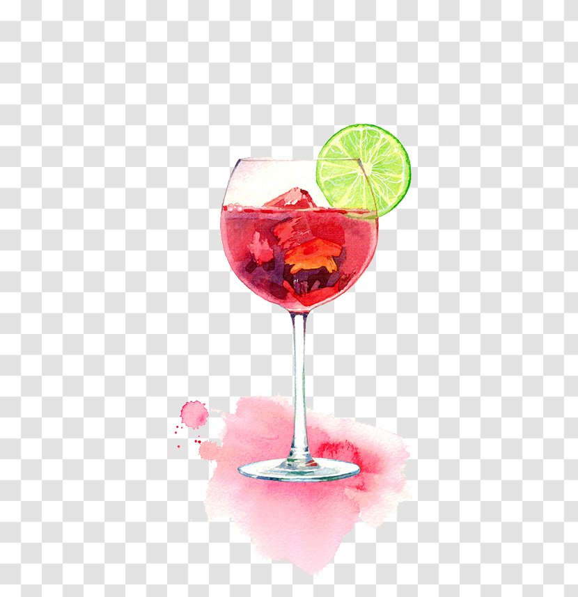 Cocktail Woo Sea Breeze Red Russian Cosmopolitan - Wine - Hand-painted Lemon Transparent PNG