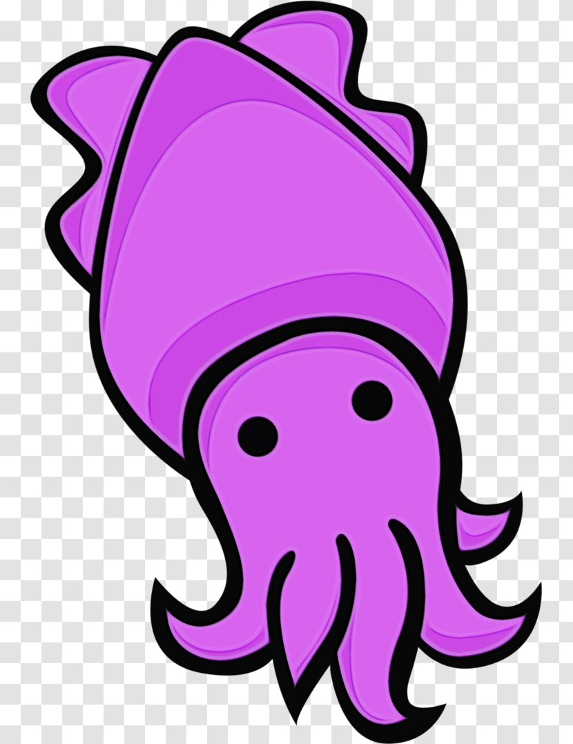 Octopus Clip Art Purple Marine Invertebrates Line - Wet Ink - Giant Pacific Transparent PNG