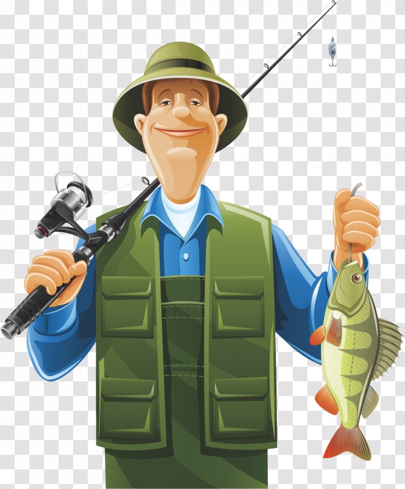 Fisherman Fishing Rod Clip Art - Human Behavior - Holding A And Fish Man Transparent PNG