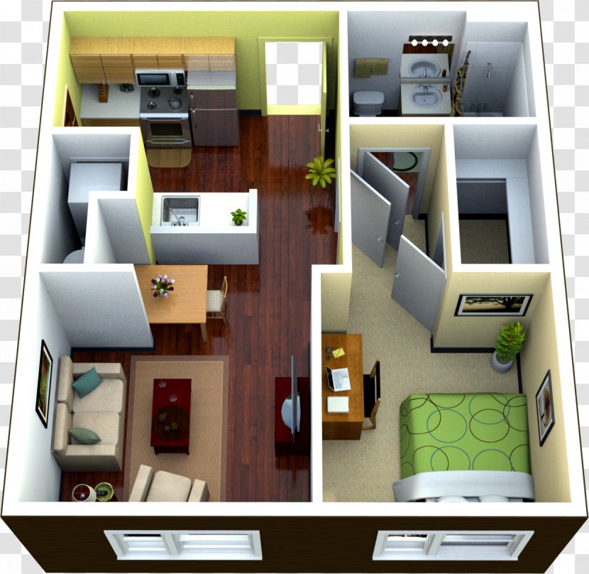 Studio Apartment House Bedroom Service - Floor Plan Transparent PNG