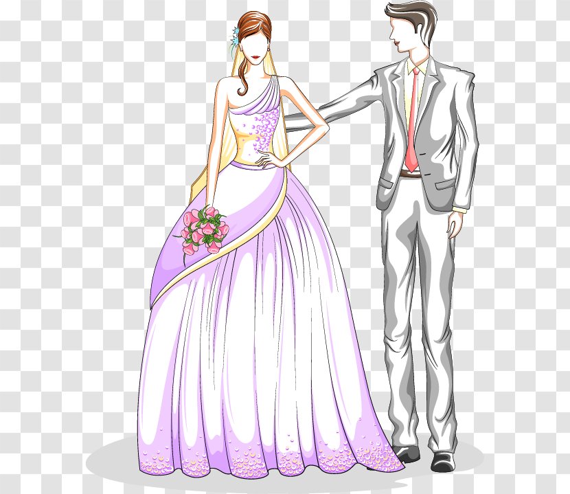 Bridegroom Wedding Illustration - Flower - Valentines Day Painted The Bride And Groom Transparent PNG