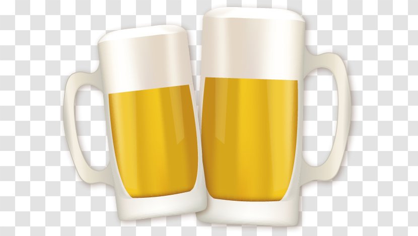 Beer Glassware Coffee Cup Table-glass - Yellow - Vector Painted Two Glasses Of Transparent PNG