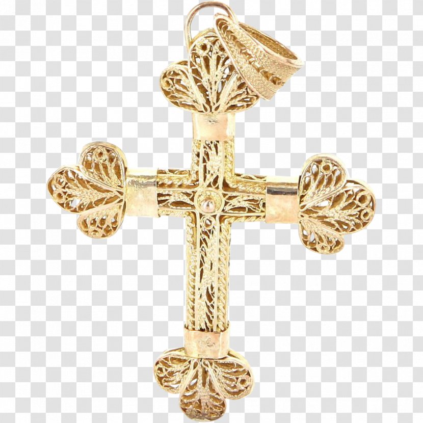 Body Jewellery Crucifix Artifact 01504 - Religious Item - Vintage Gold Transparent PNG